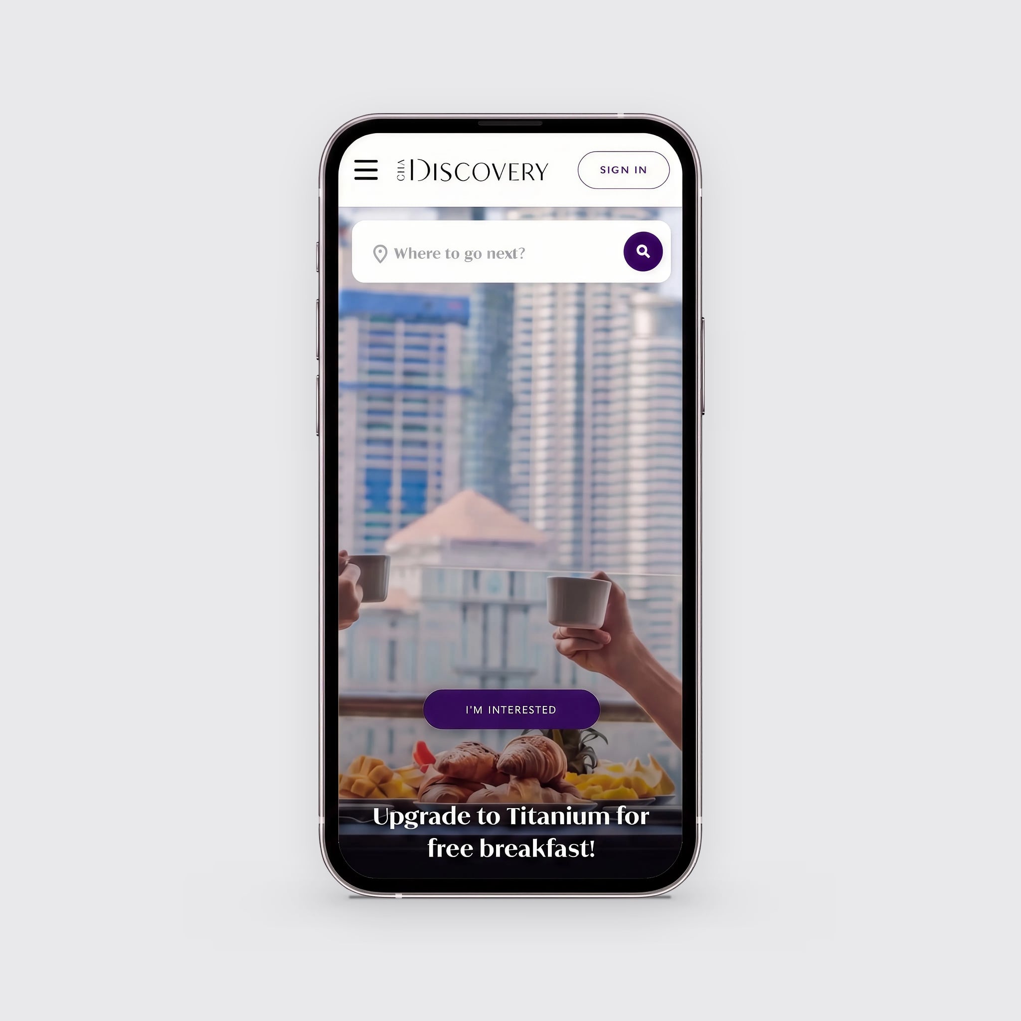 The GHA DISCOVERY home page on a phone